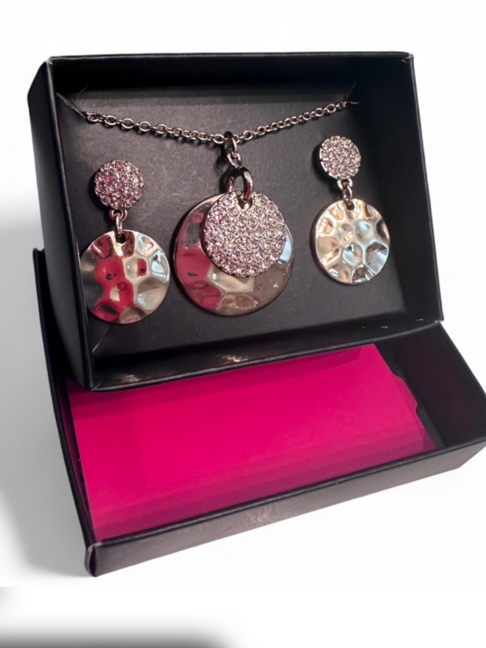 Sunshine Hammered Disc Necklace and Earring Set